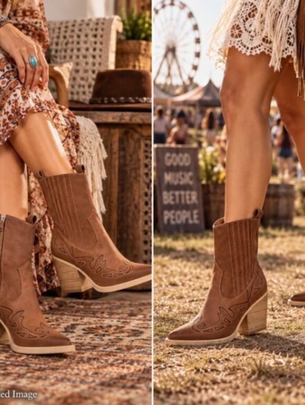 Dolce Vita Beaux Rose Leather Western Cowboy Boot Women 8.5 NIB Originally $200